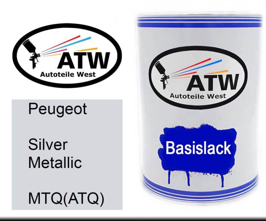 Peugeot, Silver Metallic, MTQ(ATQ): 500ml Lackdose, von ATW Autoteile West.